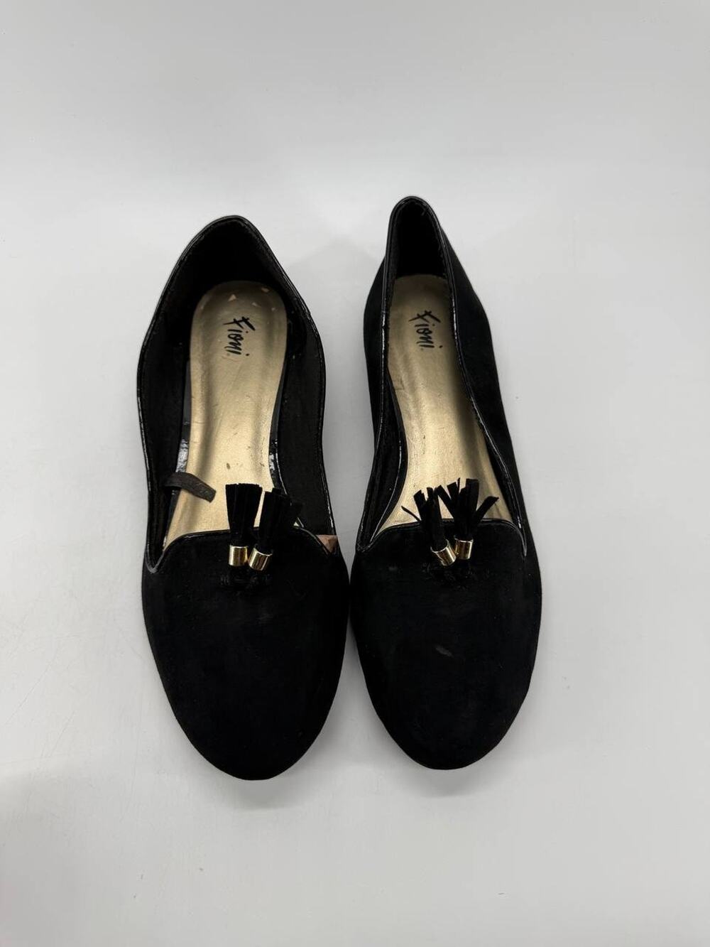 Fioni Women's Black Textile Bow Tassel Ballet Flats Shoes Size 11W